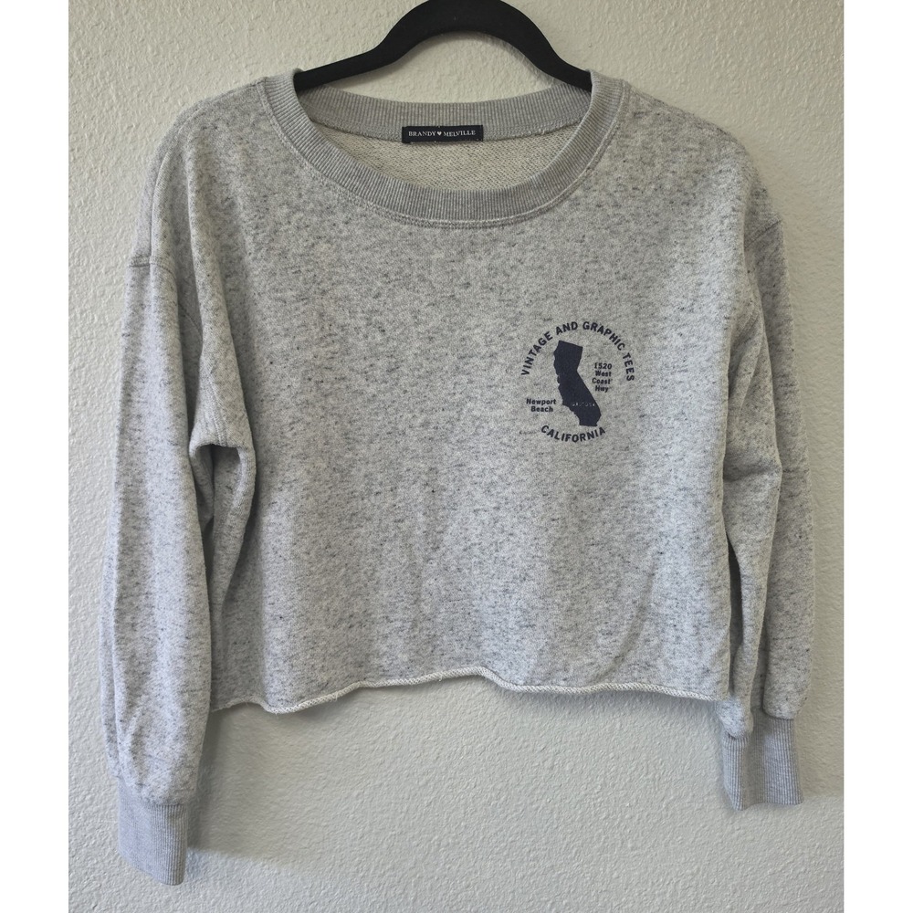 Brandy Melville Grey Speckled Crew Neck Sweatshirt Long Sleeve Pullover Top